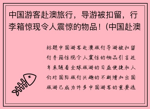 中国游客赴澳旅行，导游被扣留，行李箱惊现令人震惊的物品！(中国赴澳大利亚旅游人数)