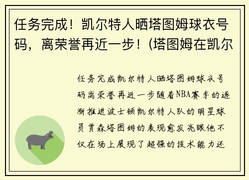 任务完成！凯尔特人晒塔图姆球衣号码，离荣誉再近一步！(塔图姆在凯尔特人打什么位置)